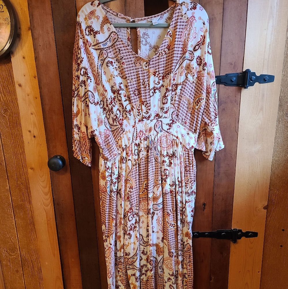 Cato floral maxi boho muti-colored peasants dress